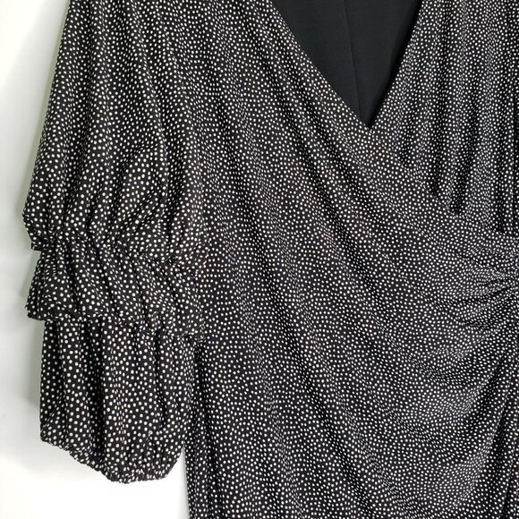 Ralph Lauren V Neck Surplice Jersey Dress Womens 14 Black Polka Dot Knee Length - Picture 7 of 15
